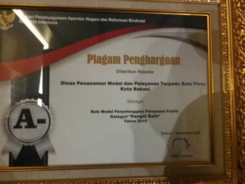 DPMPTSP Kota Bekasi meraih predikat A- kategori pelayanan publik dari Menpan RB