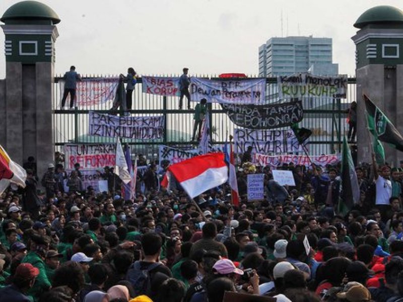 Demo mahasiswa tolak RUU KUHP (Foto/Liputan6.com)