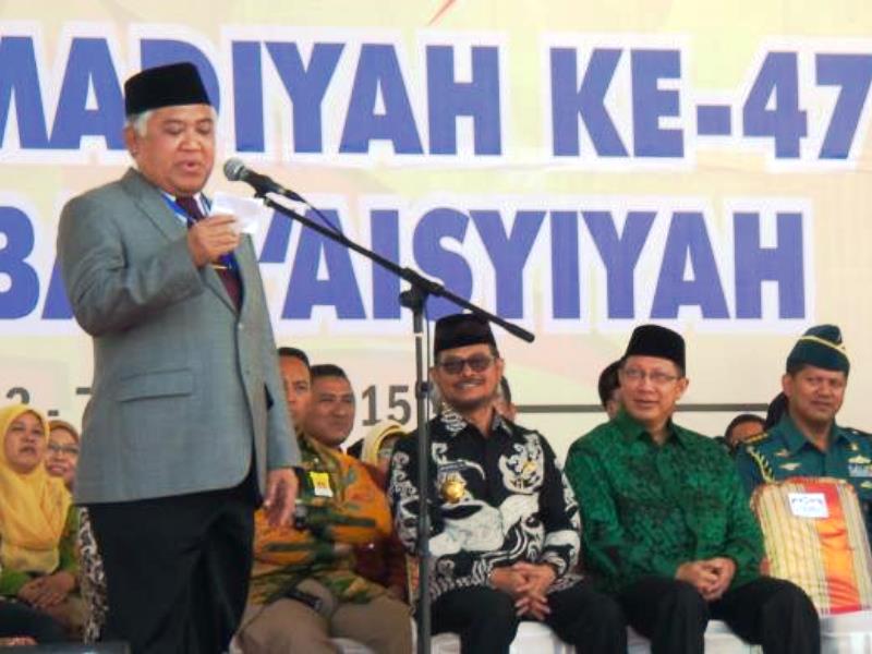 Din Syamsudin Saat memberikan sambutan pada Muktamar Muhammadiyah ke 47 di