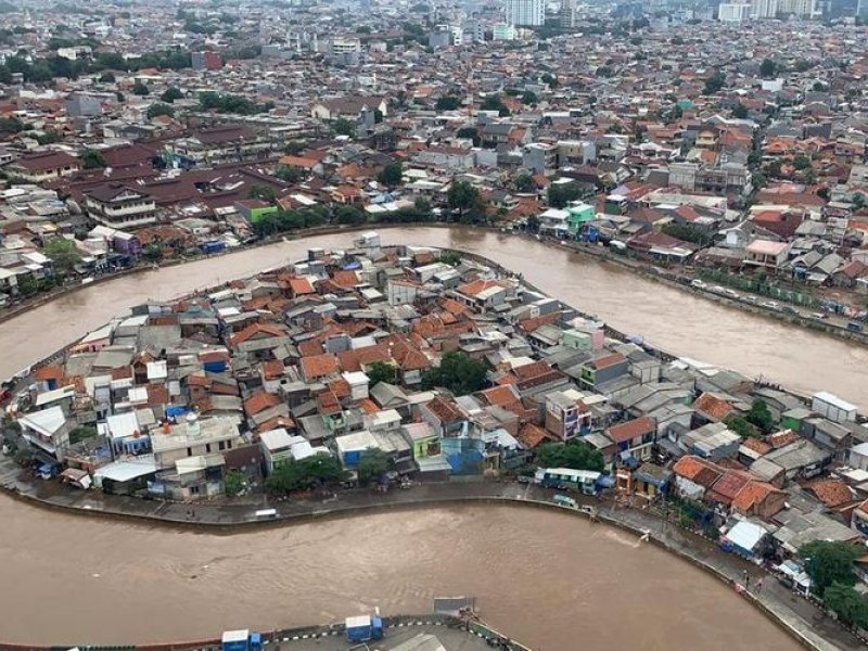 Foto udara banjir di kawasan Kampung Melayu, Jakarta Timur (Dokumentasi BNPB)