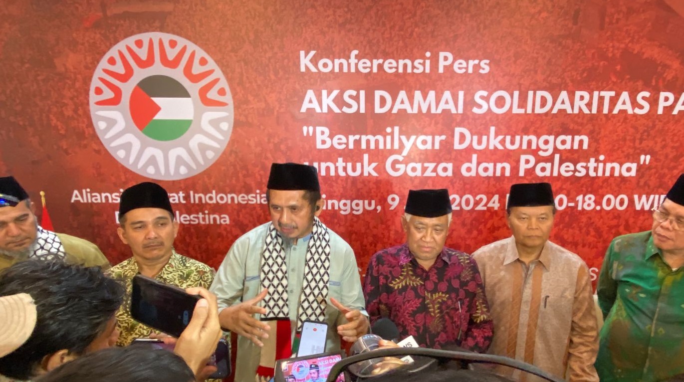 Konfrensi pers Aliansi Rakyat Indonesia Bela Palestina