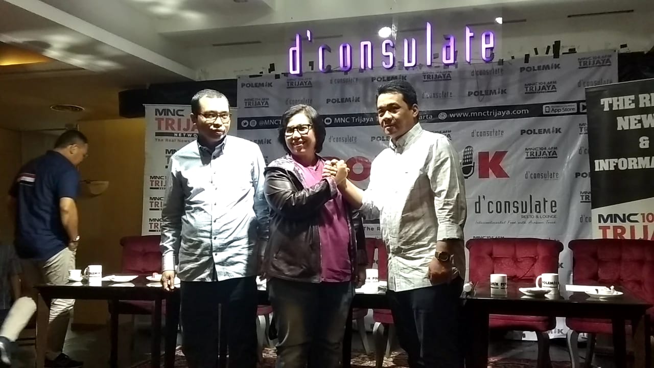 Ahmad Baidowi PPP Irma Suryani Nasdem dan Riza Patria Gerindra dalam acara diskusi publik di Menteng