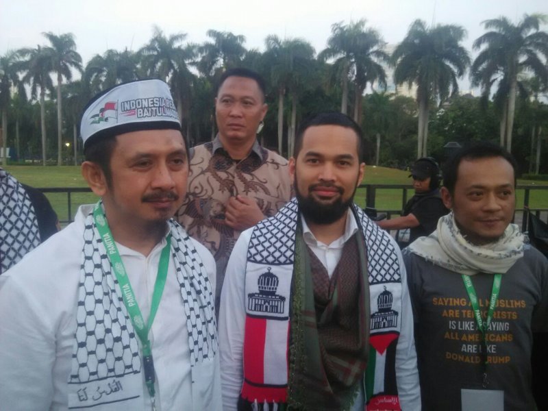 Artis Indonesia Teuku Wisnu yang turut hadir dalam Aksi Indonesia Bebaskan Baitul Maqdis