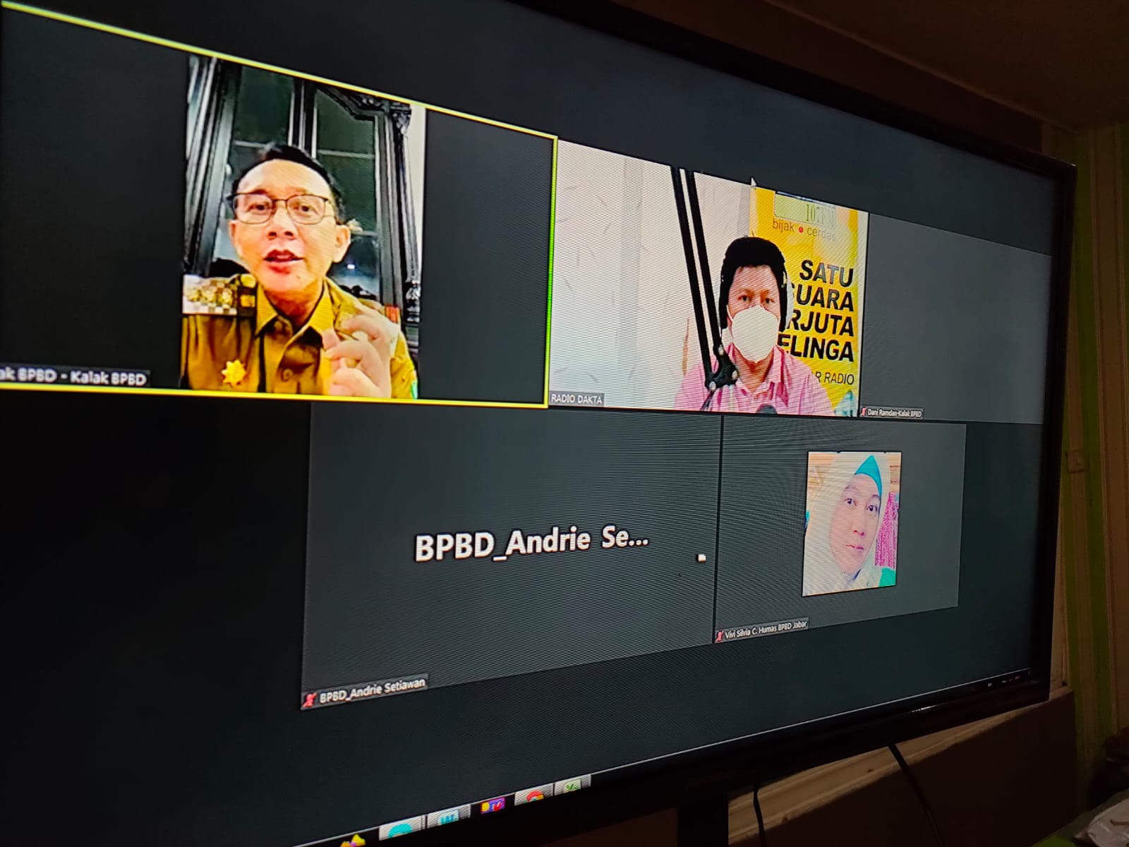 Kepala Pelaksana BPBD Jawa Barat Dani Ramdan saat talkshow virtual di Dakta