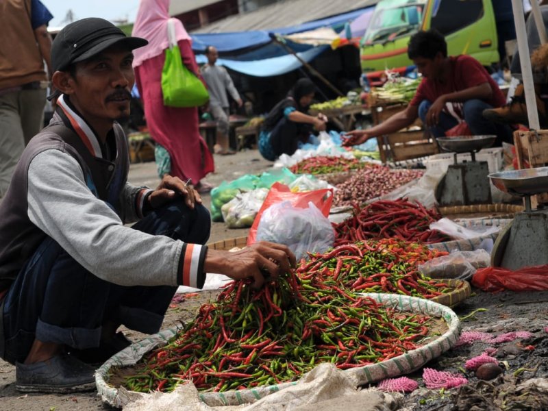 Pedagang cabai di pasar