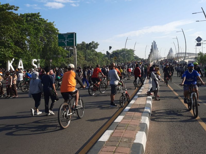 Pelaksanaan Car Free Day di Jalan Ahmad Yani Kota Bekasi, Ahad (7/8) (Foto: Dakta.com)