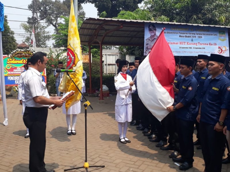 Pelantikan Ketua Karang Taruna Kecamatan Setu, Acep Juandi masa bhakti kepengurusan 2019-2024