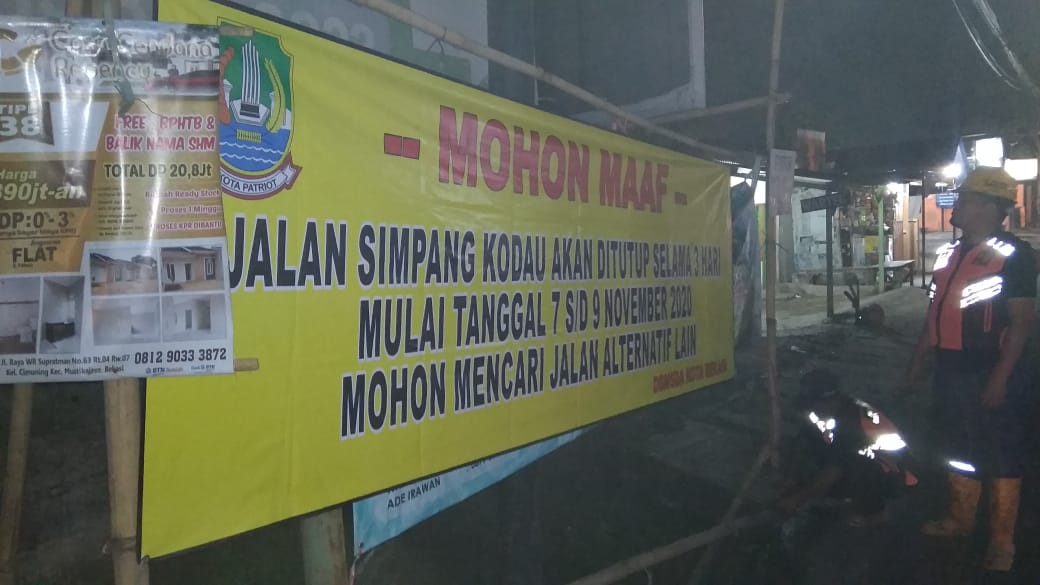 Pengumuman Perbaikan Jalan Simpang Kodau Jati Asih