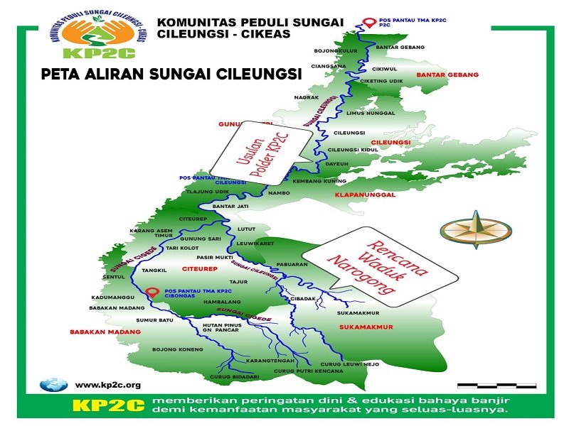 Peta aliran sungai Cilengsi dari KP2C