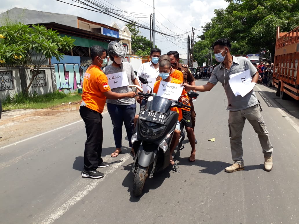 Polisi Lakukan Rekontruksi yang Dilakukan Geng Motor di Jl.Perjuangan Bekasi Utara