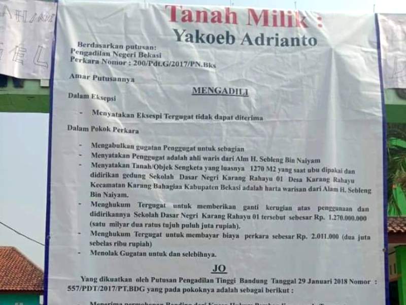 Sekolah Dasar Disegel Sang Pemilik Lahan