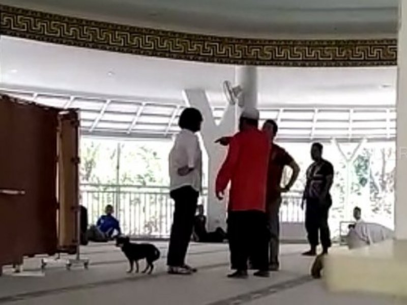 Viral wanita pembawa anjing marah-marah di dalam masjid. (istimewa)