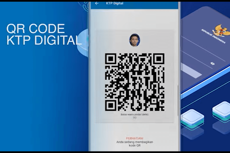 tampilan QR Code e KTP pada aplikasi identitas digital